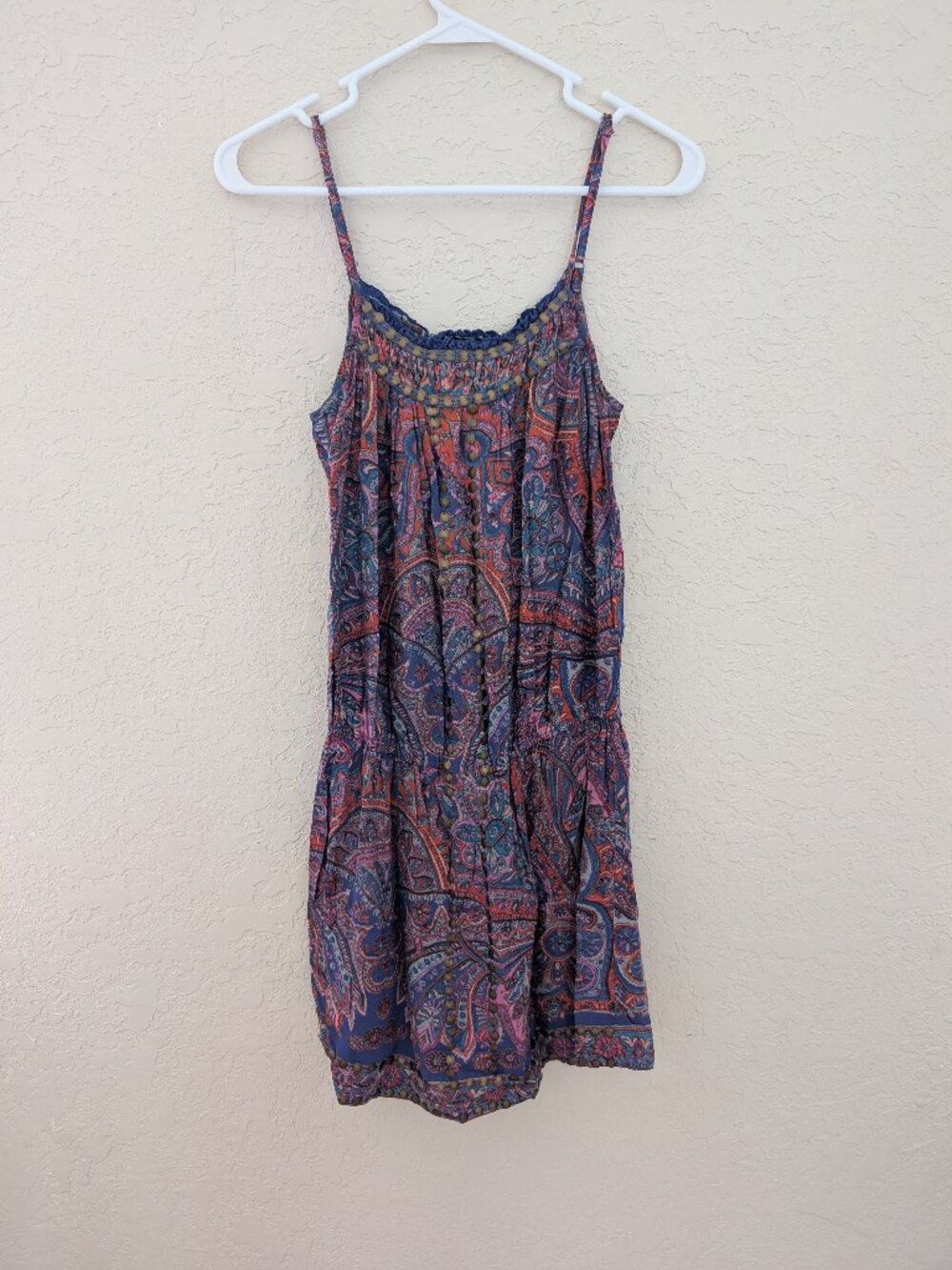 Vintage Angie Dress 100% Rayon Size S 90s Paisley Studded